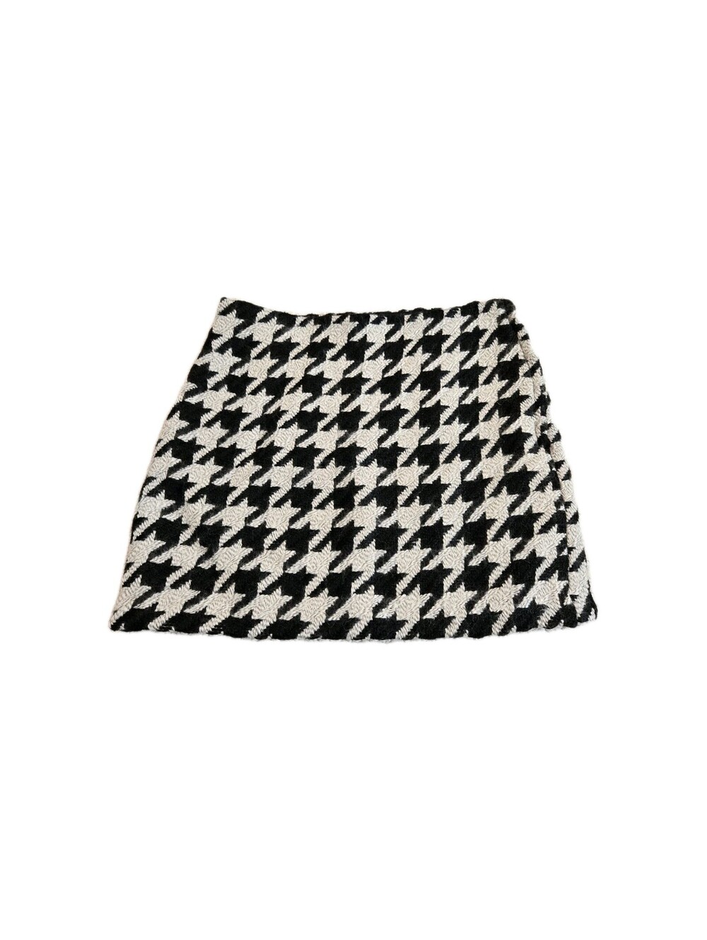 H & M NWT Women's Sz 8 Wool Blend Houndstooth Skirt Black White Preppy